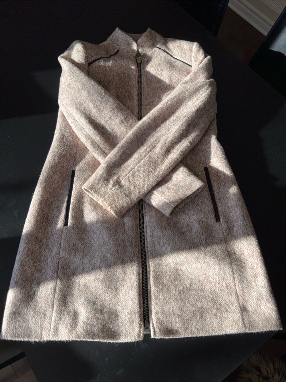 stradivarius Light Taupe Zip-Front Trench Coat